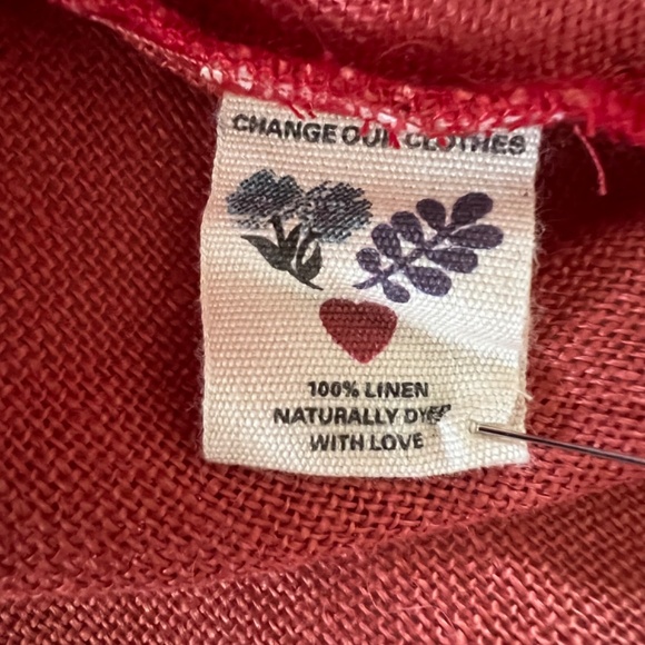 MAIWA Artisan Hand Dyed Linen Long Sleeve Tunic Top in Terracotta - L - Picture 6 of 11